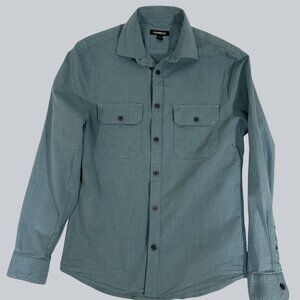 EXPRESS Slim Fit Shirt Men's trendy Long Sleeve modern Button Up Blue Sz XS